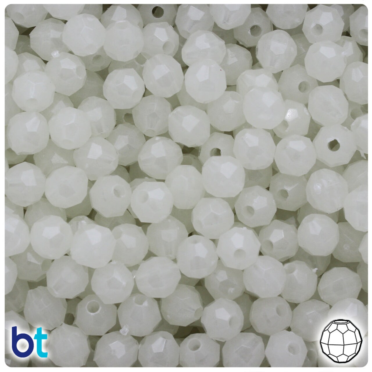 BeadTin Double Glow 8mm Faceted Round Plastic Craft Beads (450pcs)